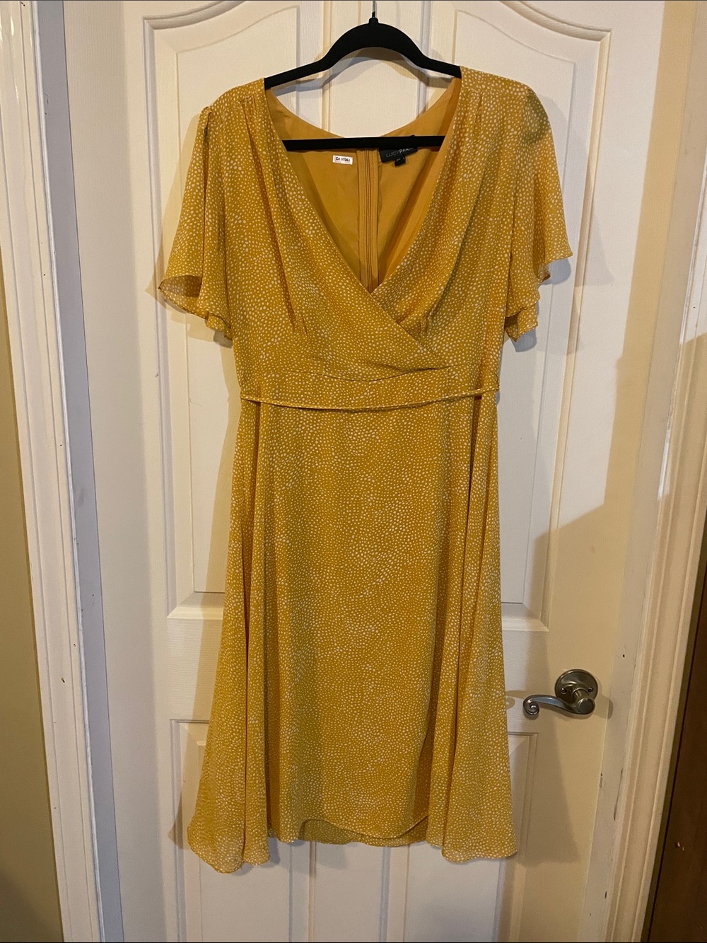 Lucy Paris Mustard Yellow V-Neck Midi Dress